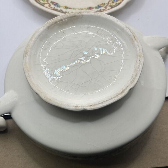 Antique 1930’s Mt Clemens MILDRED Casserole Covered Vegetable Dish And Plate - Picture 9 of 16